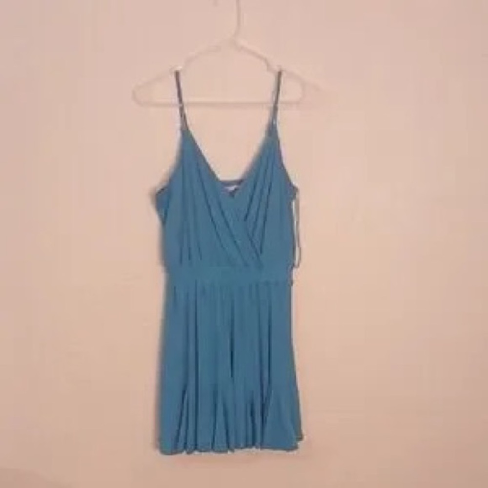 Light Blue Spaghetti Strap Wrap Dress